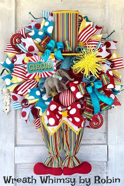 Circus Wreath Clown Wreath Birthday Decor Carnival Decor Etsy