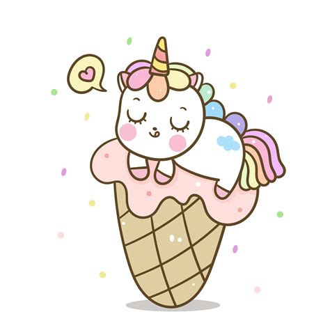 Unicorn Cute Sleep On Sweet Icecream Cartoon Kawaii Animal 684031