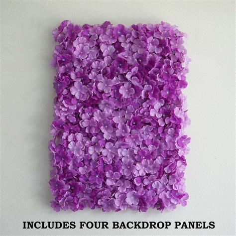 4 Pack 11 Sq Ft Uv Protected Purple Hydrangea Flower Wall Mat Panel