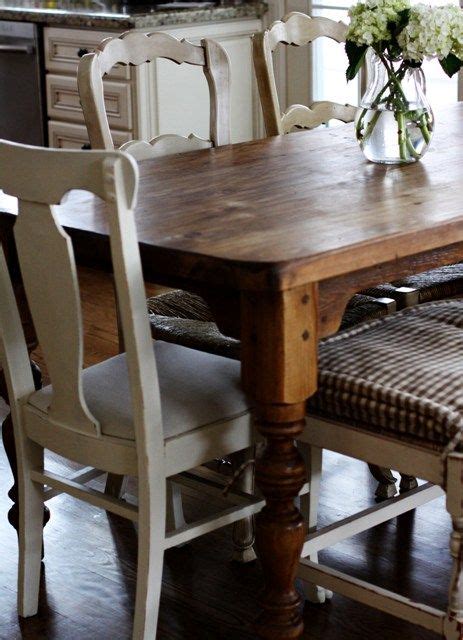 Refinished dining room table {furniture makeover} | white. Love the stained table and white washed chairs | White ...