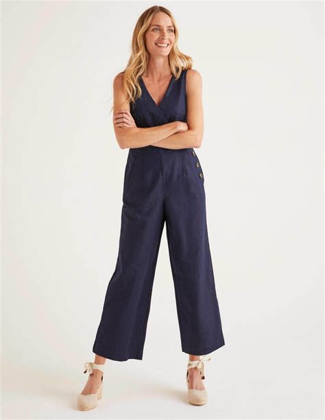 Dorothea Wrap Jumpsuit Navy Boden Womens Jumpsuits ~ Nicdegrootart