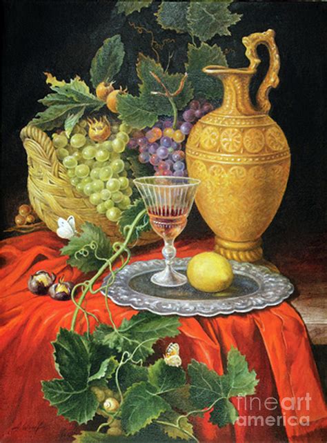 Dutch Masters Style Still Life With Grapes And Wine