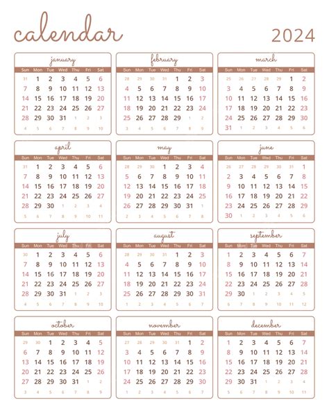 Kalender 2024 Vektor Kalender Kalender Minimalis Kalender Sederhana