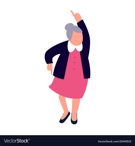Senior Woman Dancing Happy Old Lady Dance Vector Image