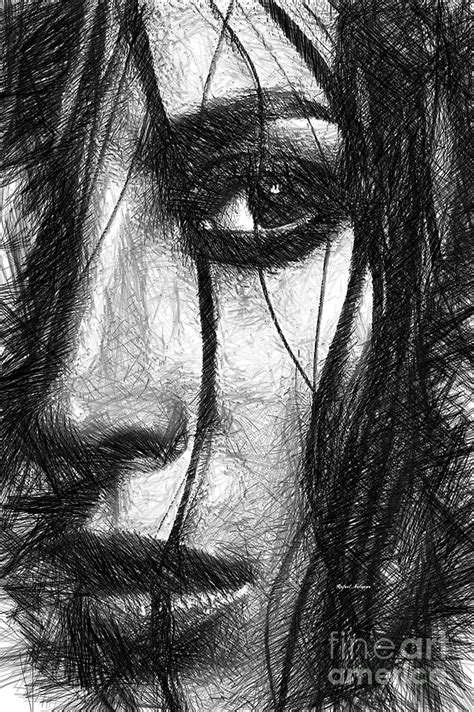 Woman Sketch In Black And White Digital Art By Rafael Salazar Fine Art America