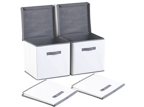 PEARL Aufbewahrung: 2er-Set Aufbewahrungsboxen mit Deckel, faltbar