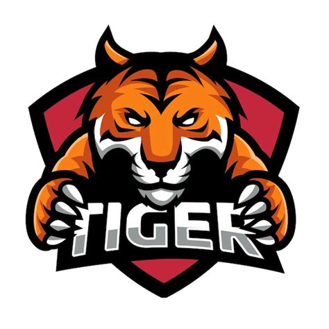 Jogos de logotipo esportivo de cabeça de tigre Vetor Premium