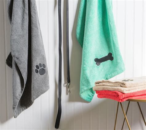 Bone Dry Microfiber Dog Bath Towel With Embroidered Paw Print 44 X 27