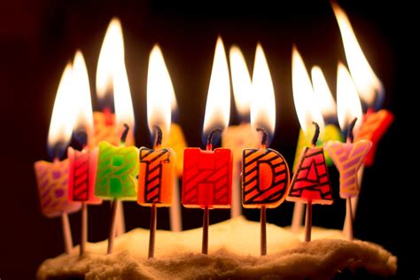 Birthday Cake With Flaming Candles Happy Birthday Card