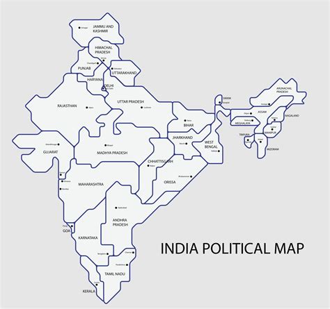 India Map Outline With Capitals