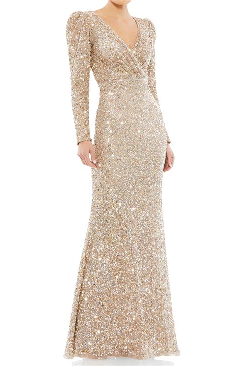Mac Duggal Long Sleeve Sequin Trumpet Gown Nordstrom Evening Gowns