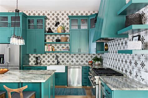 Teal Colored Kitchen Cabinets Create Cheer Town And Country Living