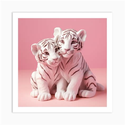 White Tiger Cubs Art Print By Boris M Fy