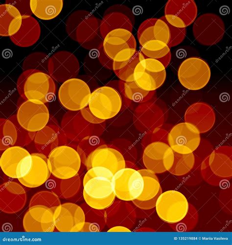 Golden Circles Bokeh On Black Background Yellow Festive Light Effect