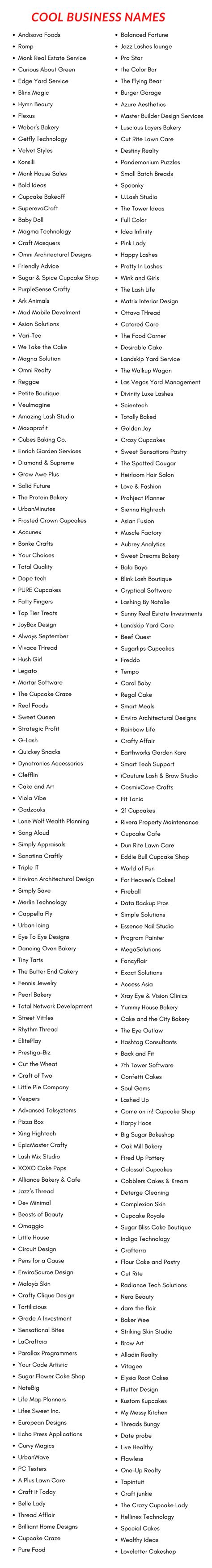 Business Names: 1200+ Catchy And Cool Company Name Ideas