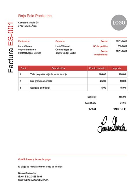 Modelos De Factura Gratis Imprima Y Env E Facturas Pdf