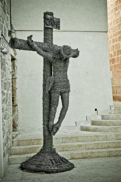 Barb Wire Jesus Christ Crucifixion Stock Image Image Of Sculpture