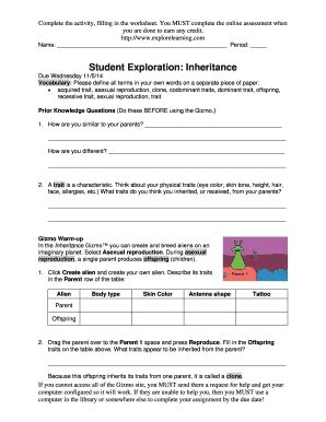 Student exploration gizmos answer sheetall education. Student Exploration Inheritance Gizmo Answer Key Pdf ...
