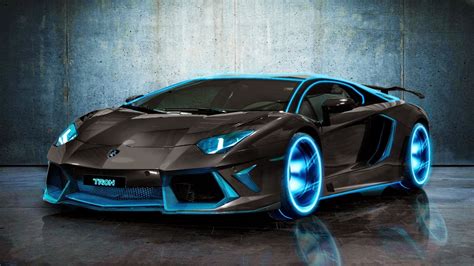Tron Lamborghini Aventador Neon Azul Fondos De Pantalla Hd