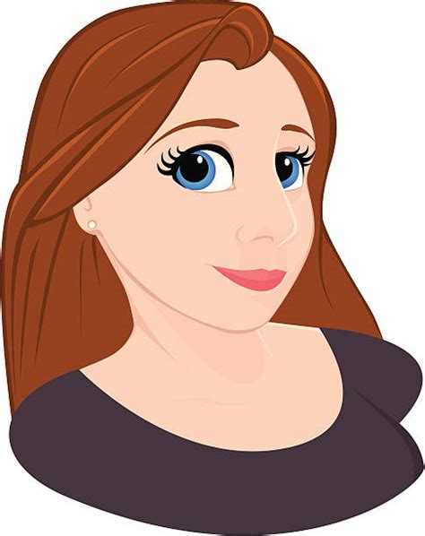 Royalty Free Cartoon Of The Pretty Girl With Brown Hair And Blue Eyes