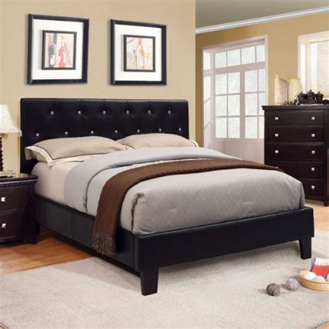 Mantua Modern Style Black Finish Cal King Size Leatherette Bed Frame