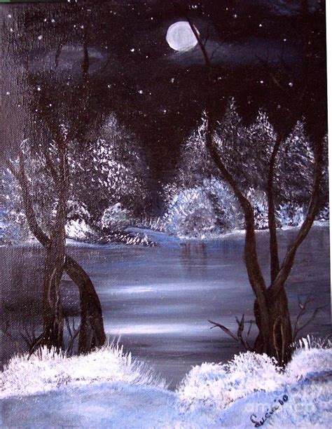 A Winter Night Painting By Lucia Grilletto