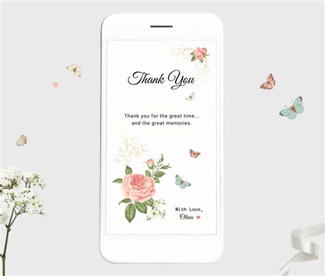 Electronic Thank You Card For Smartphone Email Wedding Etsy
