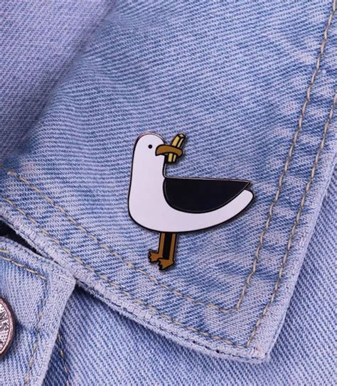 Seagull With A Chip Hard Enamel Pin Funny Seagull Hard Enamel Etsy