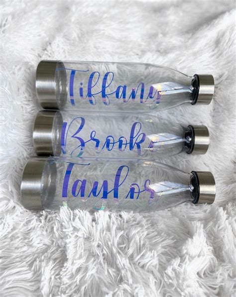 Clear Personalized Water Bottle Custom Name Water Bottle Etsy