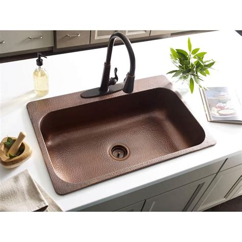 The flexible and functional design of each sink offers a wide range for any look. SINKOLOGY Angelico Drop-In Handmade Pure Copper 33 in. 3 ...
