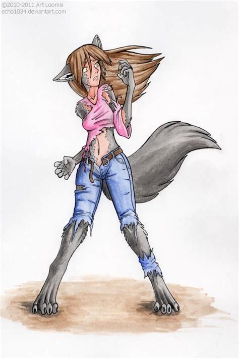 Werewolf Girl Tf 01 By Echo1034 On Deviantart Werewolf Girl Furry Drawing Female Werewolves