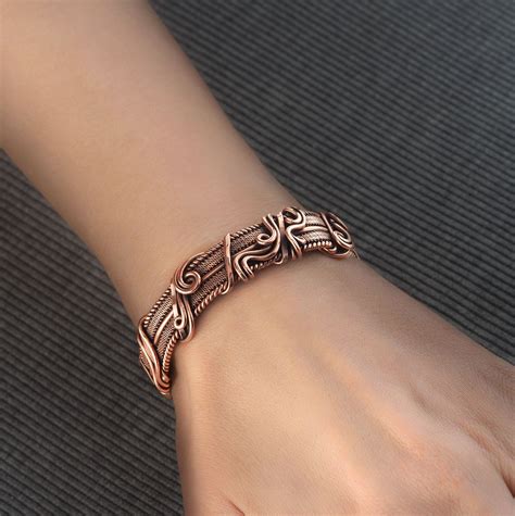 Wire Wrapped Copper Bracelet Braided Bracelet For Women And Etsy In