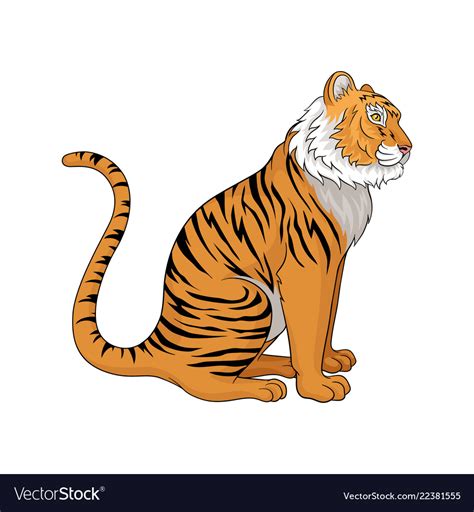 Sitting Tiger Side View Royalty Free Vector Image