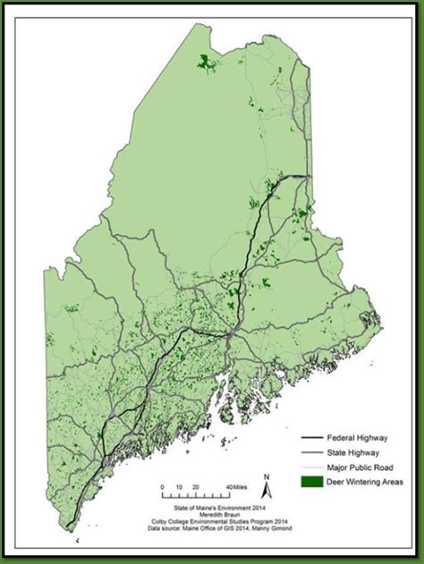 Maine Map Deer Wintering Areas