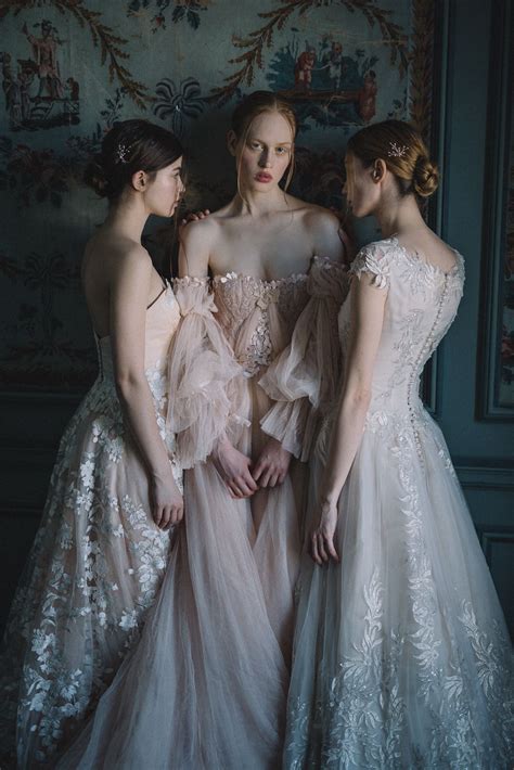 Blush Tulle Wedding Dress With Lace And Ribbon Detailing By Joanne Fleming Design Dark And