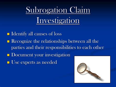 Subrogation is the process of reimbursing insurance companies for costs it covered during a claim. PPT - Successful Subrogation PowerPoint Presentation, free ...