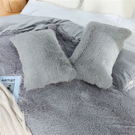 Faux Fur Fluffy Plush Throw Pillow Cases Shaggy Soft Velvet Bedding