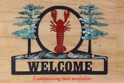 Lobster Sign Metal Welcome Personalized Folkart