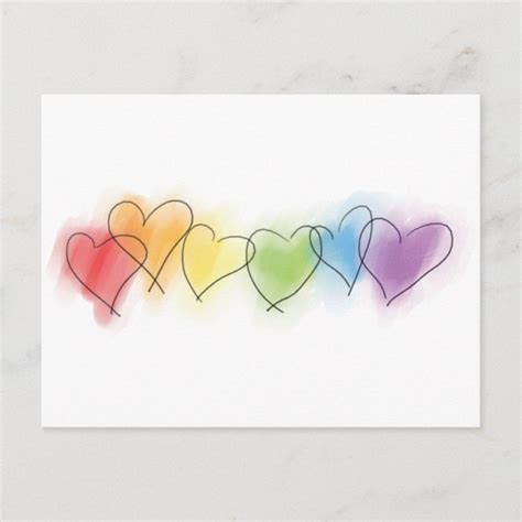 Watercolor Rainbow Hearts Postcard Artofit