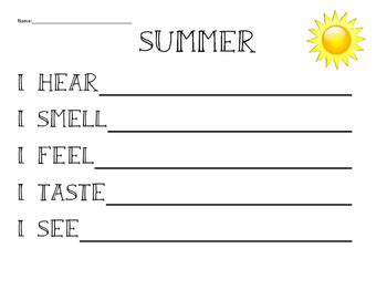 5 Senses Poem template 'summer' by Ooh La La Classroom | TpT