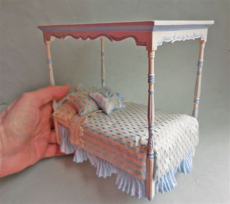 While canopy covered cloth fabric was expensive and a bit thick, like silk or brocade, can give. Painted canopy bed/ blue silk