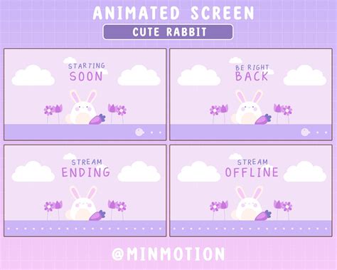 Full Animated Cute Bunny Twitch Overlay Stream Package Etsy
