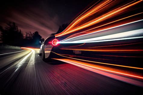 Premium Ai Image Long Exposure Of A Car Driving At Night With Its