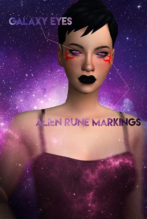 Galaxy Cc Collection 1 Galaxy Eyes And Alien Rune Markings By Kjsims