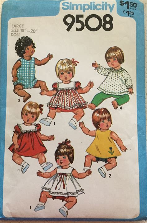 Simplicity 9508 Baby Doll Clothes Sewing Pattern For Large 18 20