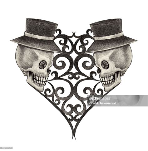 Skull Heart Tattoo High Res Vector Graphic Getty Images