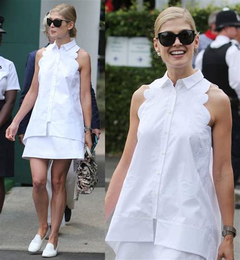 Rosamund Pike Turns Heads In White Dress And Shoes At Wimbledon Tennis