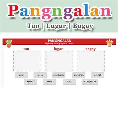 Pangngalan Set Iworksheets Free Interactive Worksheets Powered By Mj Learning Space