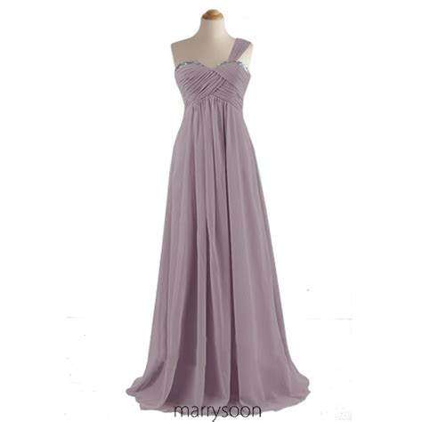 Lavender Purple One Shoulder Bridesmaid Dresses Dusty Purple Single