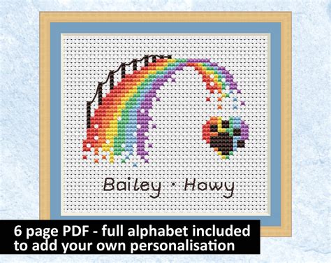 Personalised Rainbow Bridge Cross Stitch Pattern Custom Pet Etsy